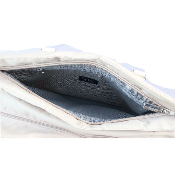 Nicole Miller Nylon Duffle Bag with Faux Croc Handles Cream Large Tan Beige - Picture 11 of 11